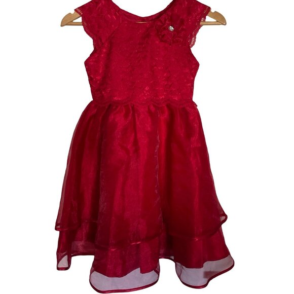 Red Lace & Tulle Formal Dress - Picture 3 of 4